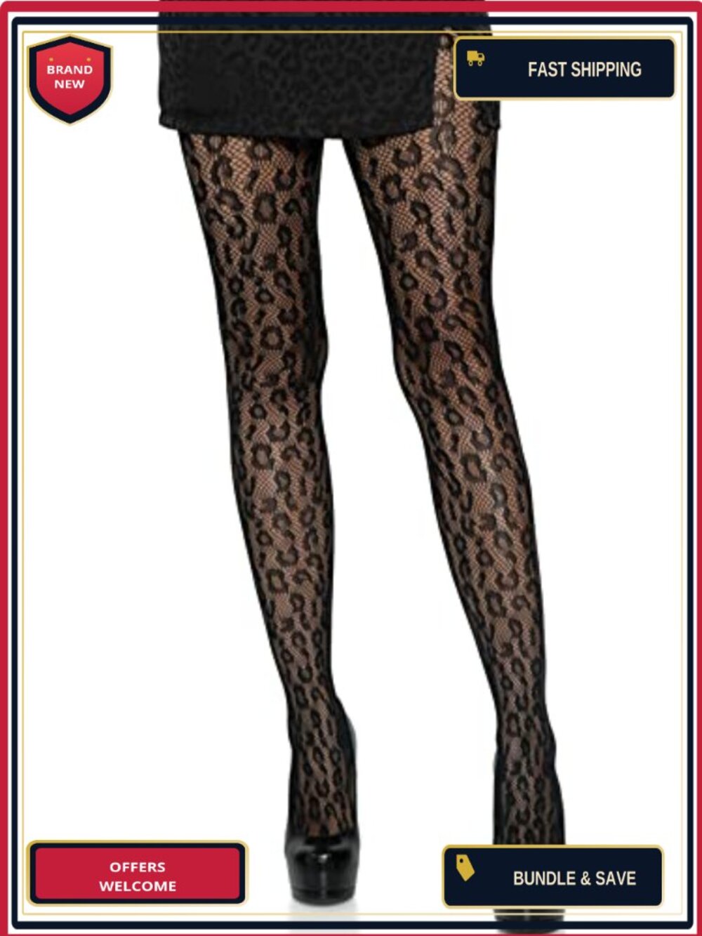Leopard Fishnet Tights Patterned Nylon Blend Hosiery